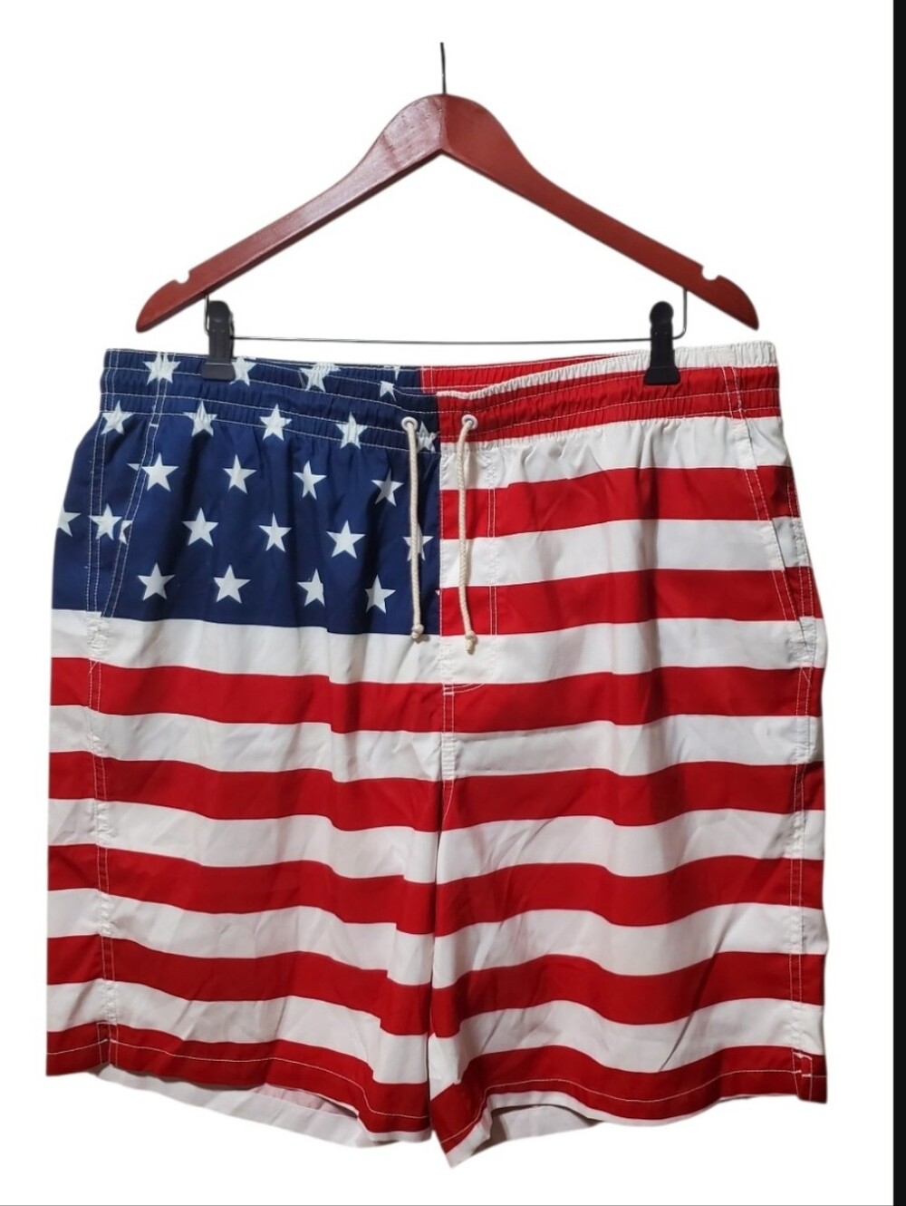 American Flag Print Swim Trunks Red, White & Blue Size XL